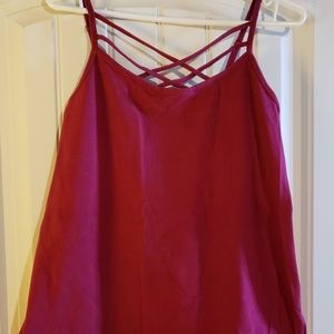 Red criss cross tank